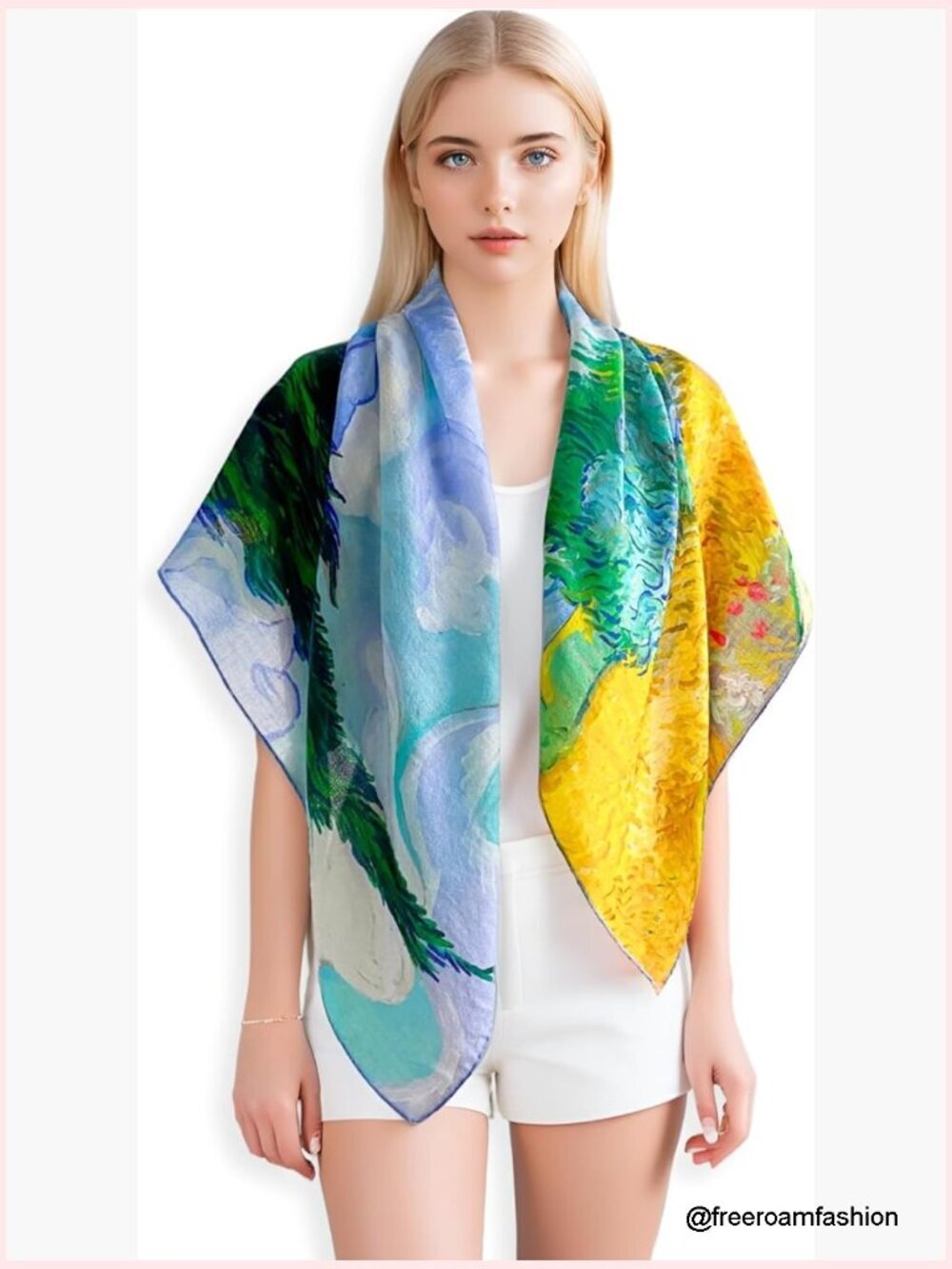 100% Cashmere Wrap Shawl 36x36 Lightweight Wrinkle-Free